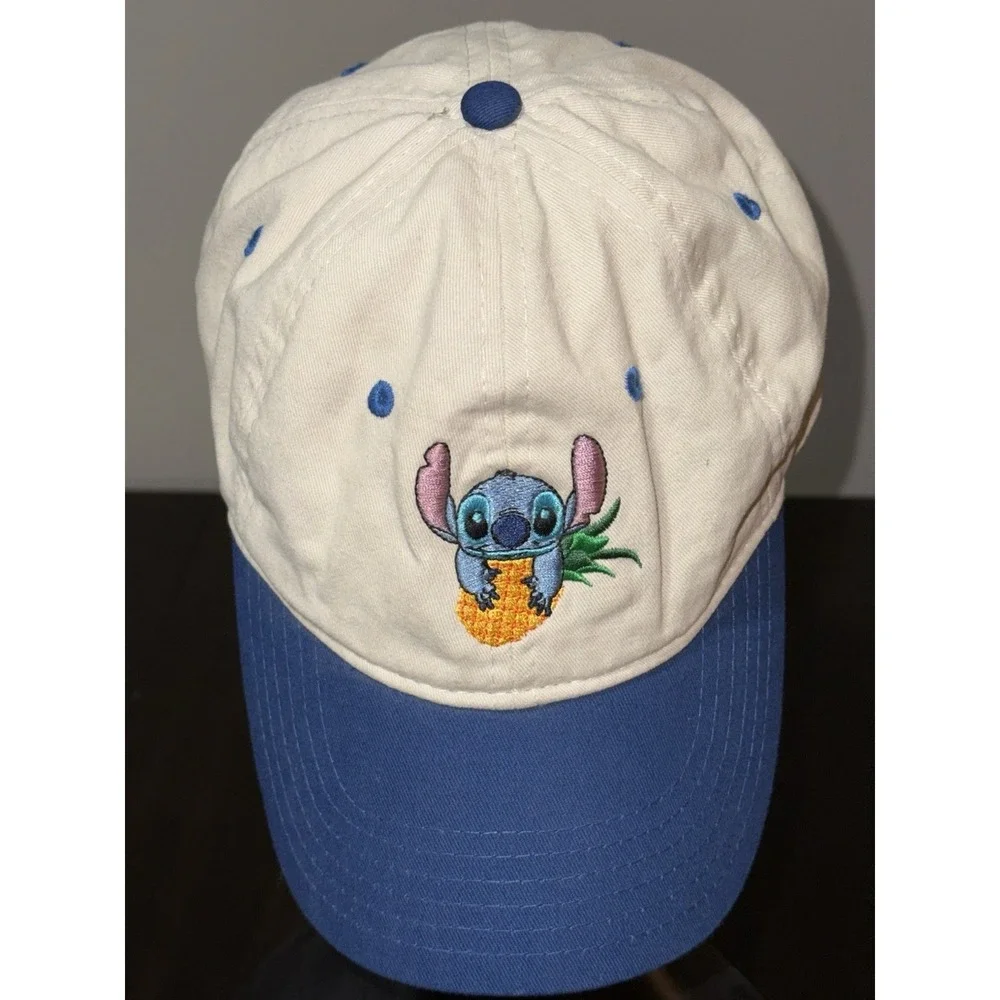 Disney Lilo & Stitch Pineapple Embroidered Baseball Hat Cap Blue Tan Youth Child